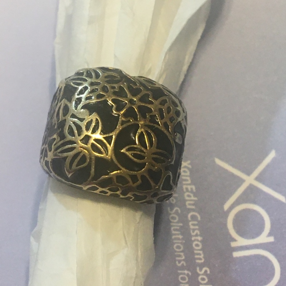 Sterling Silver Filigree Black Enamel Dual Layer